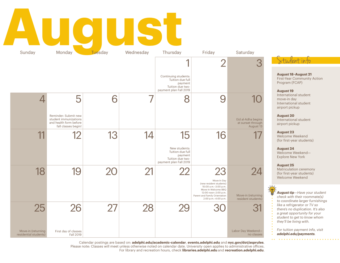 Parents and Family Calendar Parents and Family Calendar